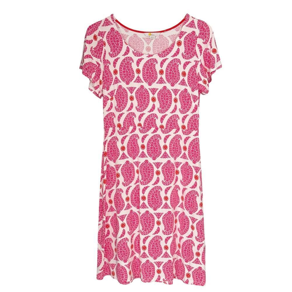 Boden Jersey Cotton Pink Paisley Knit Dress US 6 (Read)